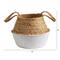 12" Boho Chic Handmade Cotton & Jute White Woven Basket Planter